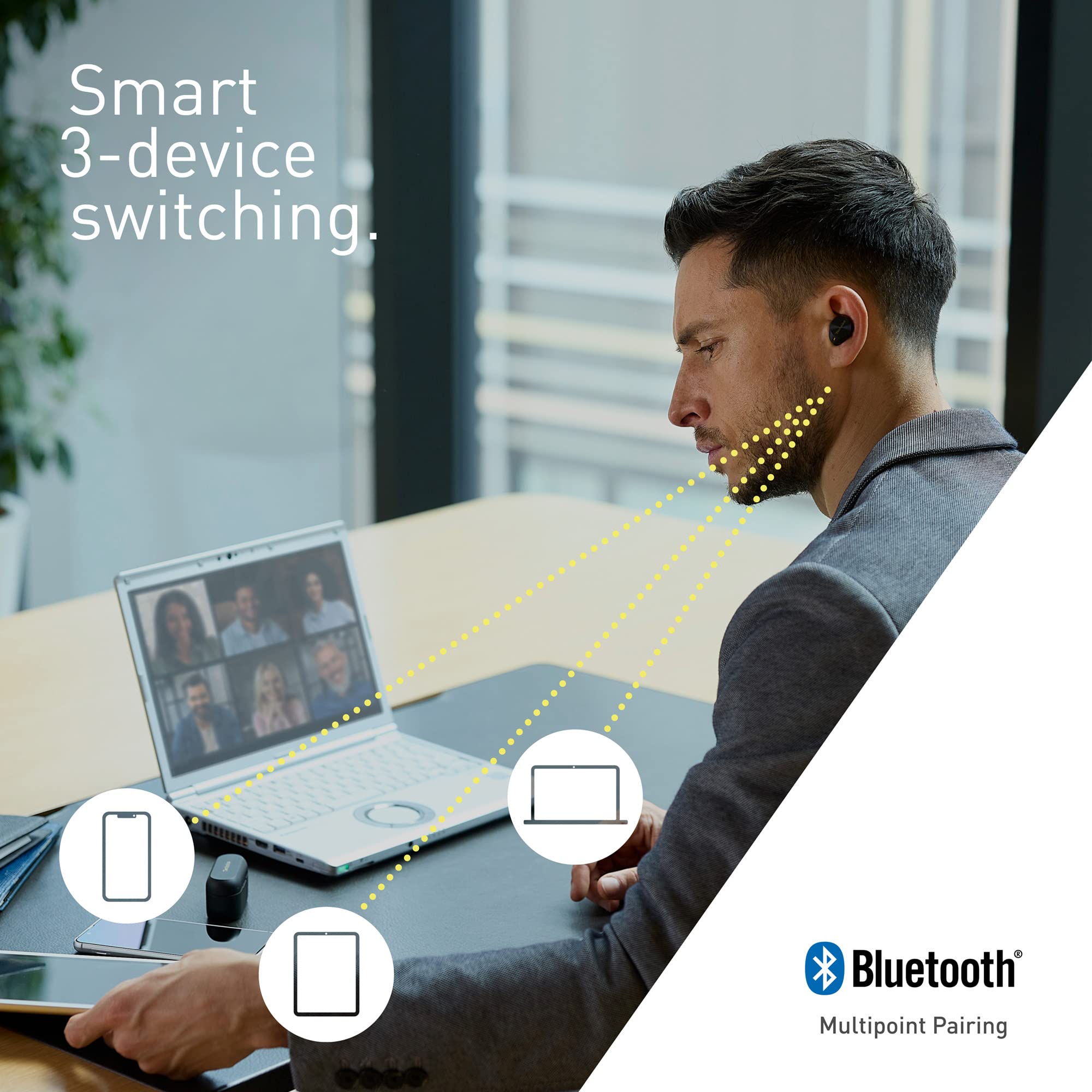 Technics EAH-AZ80E-S kabellose Ohrhörer mit Noise Cancelling, Multipoint Bluetooth 3 Geräte, bequemer In-Ear-Ohrhörer, Kabelloses Laden, Silber 4