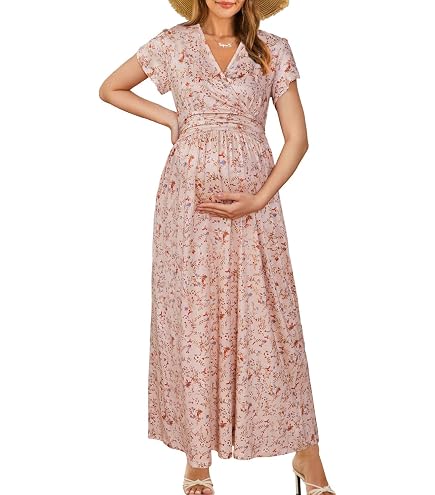 Pink Maternity Dress 2024 Summer Ultra Thin Knit Cover up Sun Dresses with Bump Friendly Slip Dress Set, Plus Size Pregnancy Photoshoot Dress, Going out Dress, Baby Shower Maxi Dress-pink|XL at Amazon
