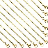 SMYHTGLIF Gold Chain Necklace Bulk 12 Pcs Stainless Steel DIY Craft Necklace Chain with Lobster Clasps and Extender for Women Men