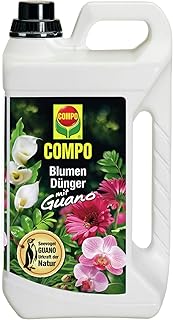 COMPO Blumendünger mit Guano für alle Zimmer-, Balkon- und Terrassenpflanzen, Spezial-Flüssigdünger, 5 Liter