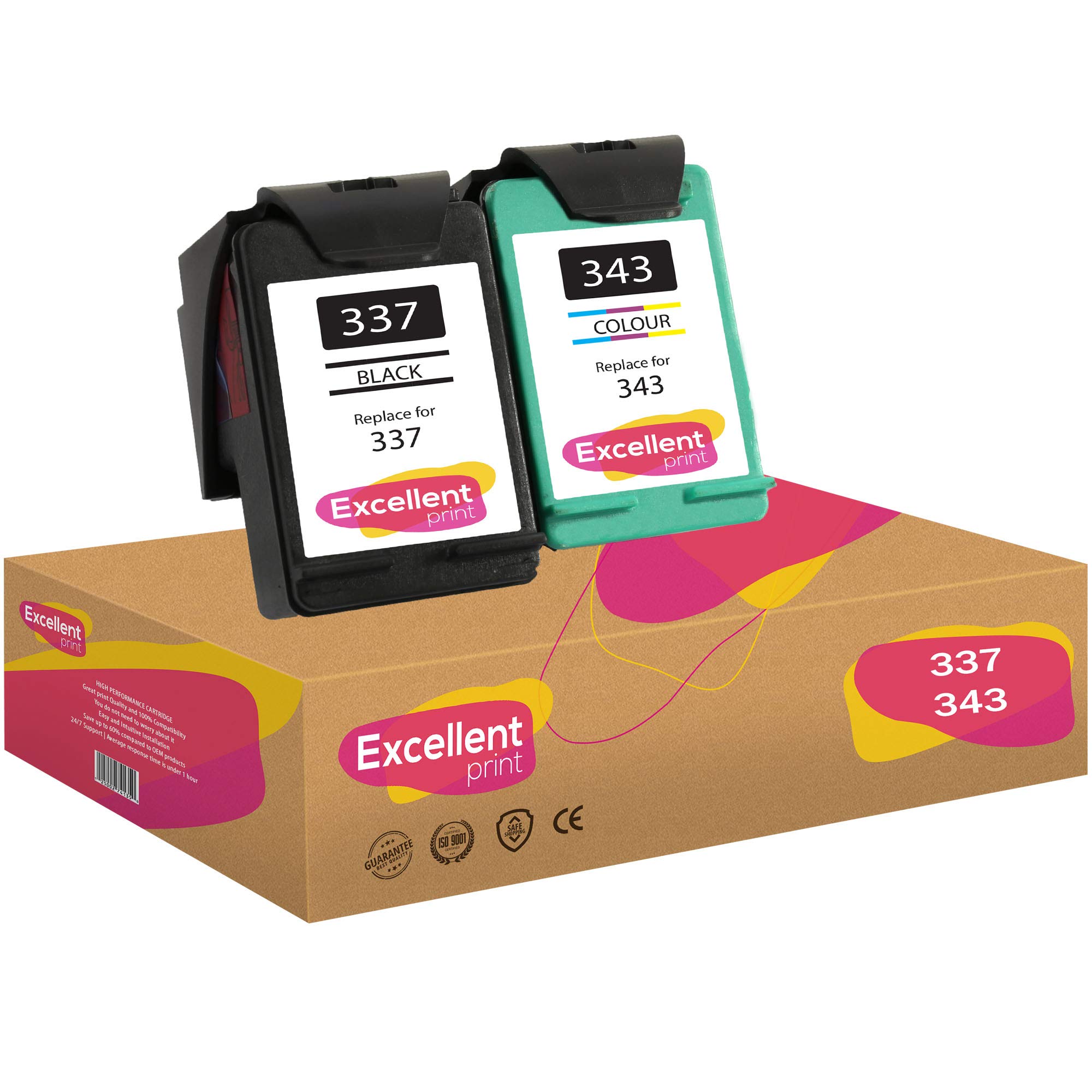 Excellent Print 337 343 Compatible Ink Cartridges for HP Officejet 100 Photosmart 2573 2575 8050