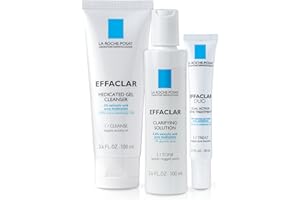 La Roche-Posay Effaclar Dermatological 3 Step Acne Treatment System, Salicylic Acid Acne Cleanser, Pore Refining Toner, and Benzoyl Peroxide Spot Treatment for Sensitive Skin, 2-Month Supply