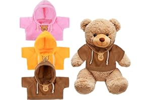 oruola 3pcs Stuffed Animal Clothes,Cute Build a Bear Accessories, Soft Stuffed Animal Clothes, Suitable for Newlyweds, Mom, Ladies Baby Shower, Valentine's Day Party Gifts,Yellow, Brown, Pink