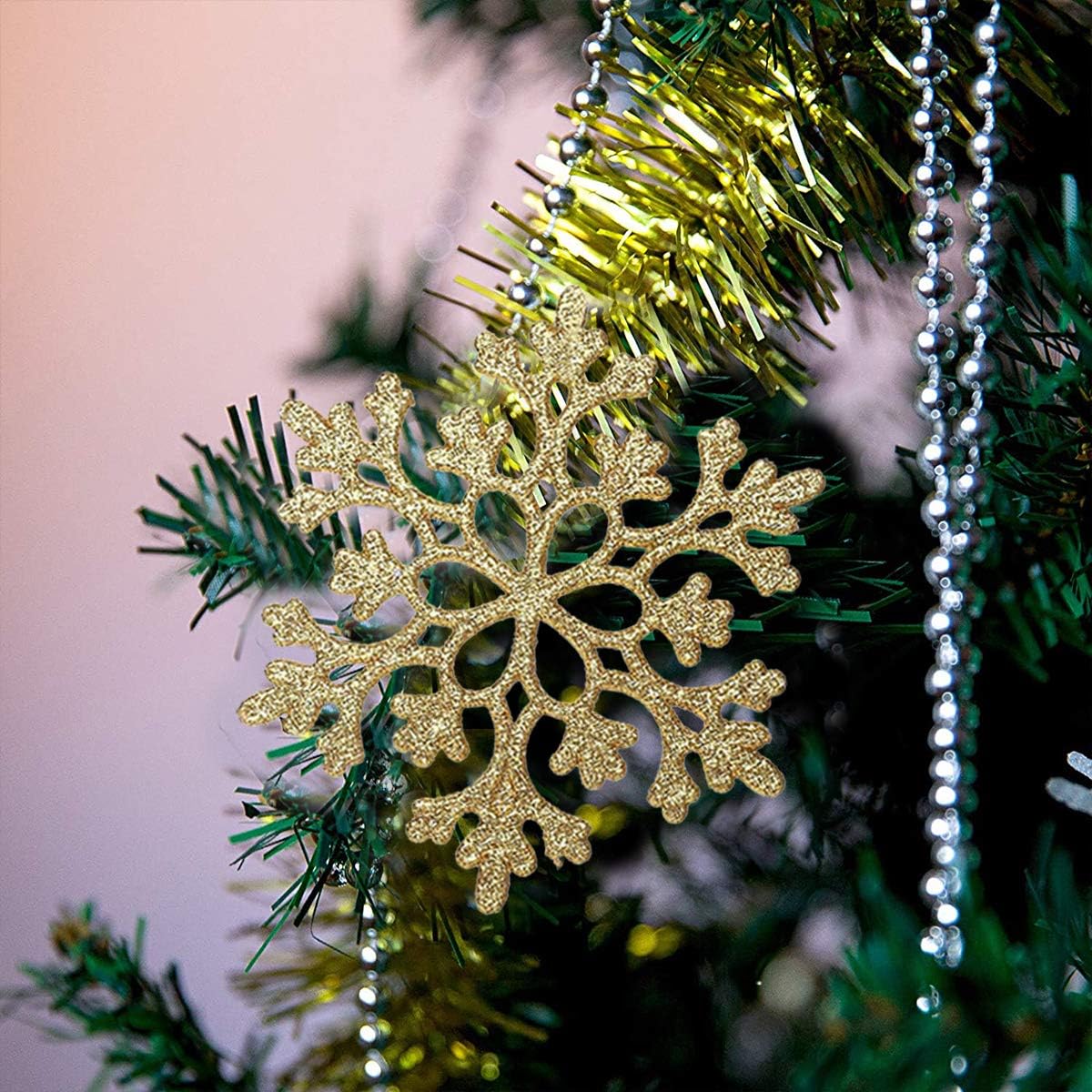 Factory Outlets Snowflake Ornaments 24 Pcs Christmas Snowflake Decorations Shiny Snowflakes Accompany You Through The Perfect Winter Gold Silver Home Kitchen Fashion Brands Petrolepage Com