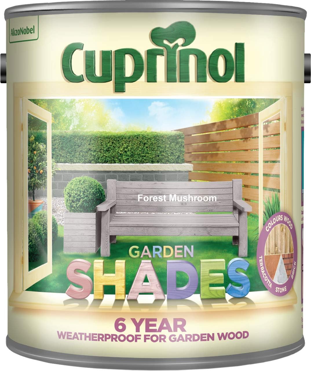Cuprinol 5232387 CUPGSFM25L 2.5 Litre Garden Shades Paint - Forest Mushroom, 2.5L