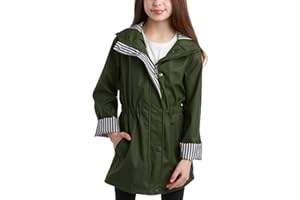 URBAN REPUBLIC Girls Rain Jacket - Slicker Shell Wind & Water Resistant Lightweight Rain Coats for Girls with Pockets (7-16)