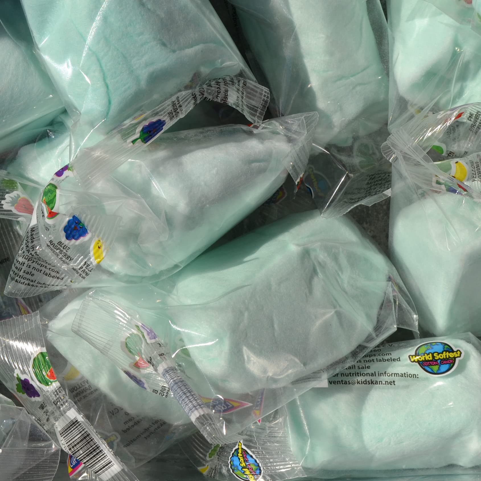 Photo 1 of EXP 10/11/2025 Lupy Lups! Cotton Candy Party Pack – Individually Wrapped Small bags, 0.5 oz Each – Perfect for Stockings, Treats, Party Favors, Buffet Tables, and Piñatas - Green Apple, 120