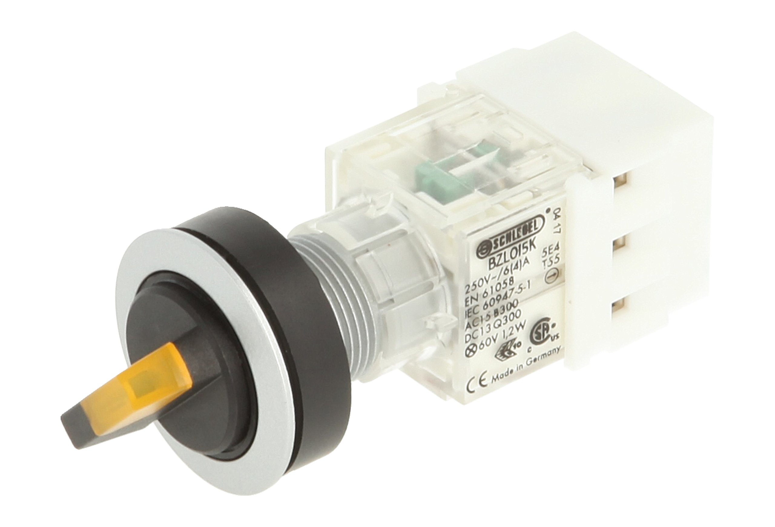 Club 23.001.117 2 Positions Selector, rastend Light Contact Transmitter 1 Closer + 1 opener with Button Lamp Socket t5,5 K LED 24 V, SCREW TERMINAL, Yellow/Silver (Pack of 2)