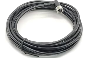 Elecbee M12 Connector A-Code Single Female Head Right Angle Overmolded Cable (5 Pin 5M/16.4ft Cable)