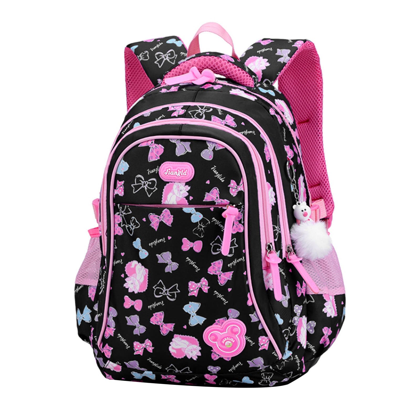 FANDARE School Bags Kids Backpack Toddler Daypacks Teens Student Bookbag Lightweight Backpacks for Girls Primary School College Bag Waterproof Nylon Black