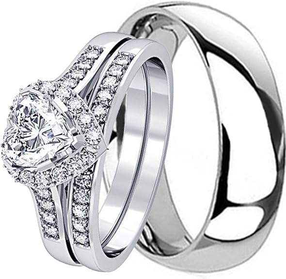 NYCJewelrydesign 3 Pieces Men's and Women's, His & Hers, 925 Genuine