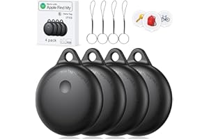 DELUMU Air Tags-4 Pack, Smart Bluetooth Tracker Work with Apple Find My, Key Finders and Find My Tracker, Game Changer Waterproof Smart Tag with Key Ring GPS Tracker Tag for Keys/Luggage/Wallet/Pets etc