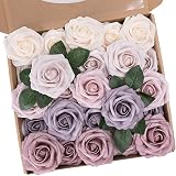 N&T NIETING Artificial Flower Roses 25Pcs Real Touch Foam Roses with Stems