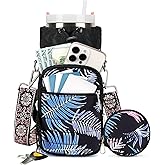 YIQUN Water Bottle Carrier Bag with Strap, Sling Bag for Walking, Hiking, Cycling, Black, 40 Ounces