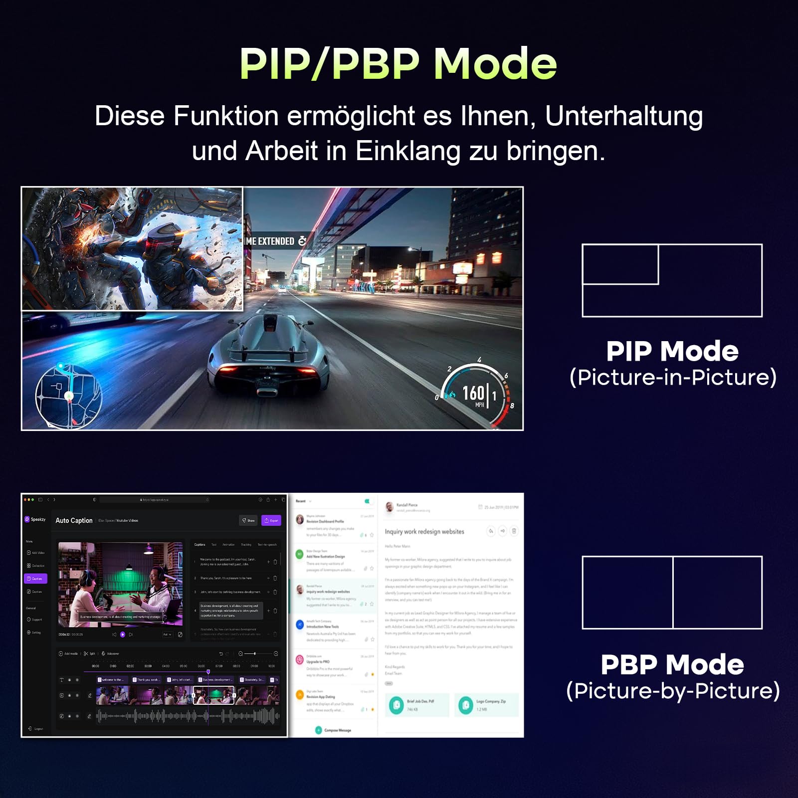 Amzfast 34 Zoll Curved Gaming Monitor, 3440x1440 UWQHD, 240Hz, 1ms MPRT, 1500R VA Curved, 21:9, 3000:1 Kontrast, 130% sRGB, HDR 400, Adaptive Sync, Pip/PBP, HDMI2.1&DP1.4, VESA 75x75mm, AMZG34C5QPro 8
