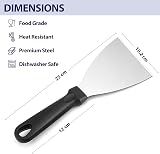 Herogo 2 Piece Griddle Scraper Stainless Steel Slant Edge Handle view 2