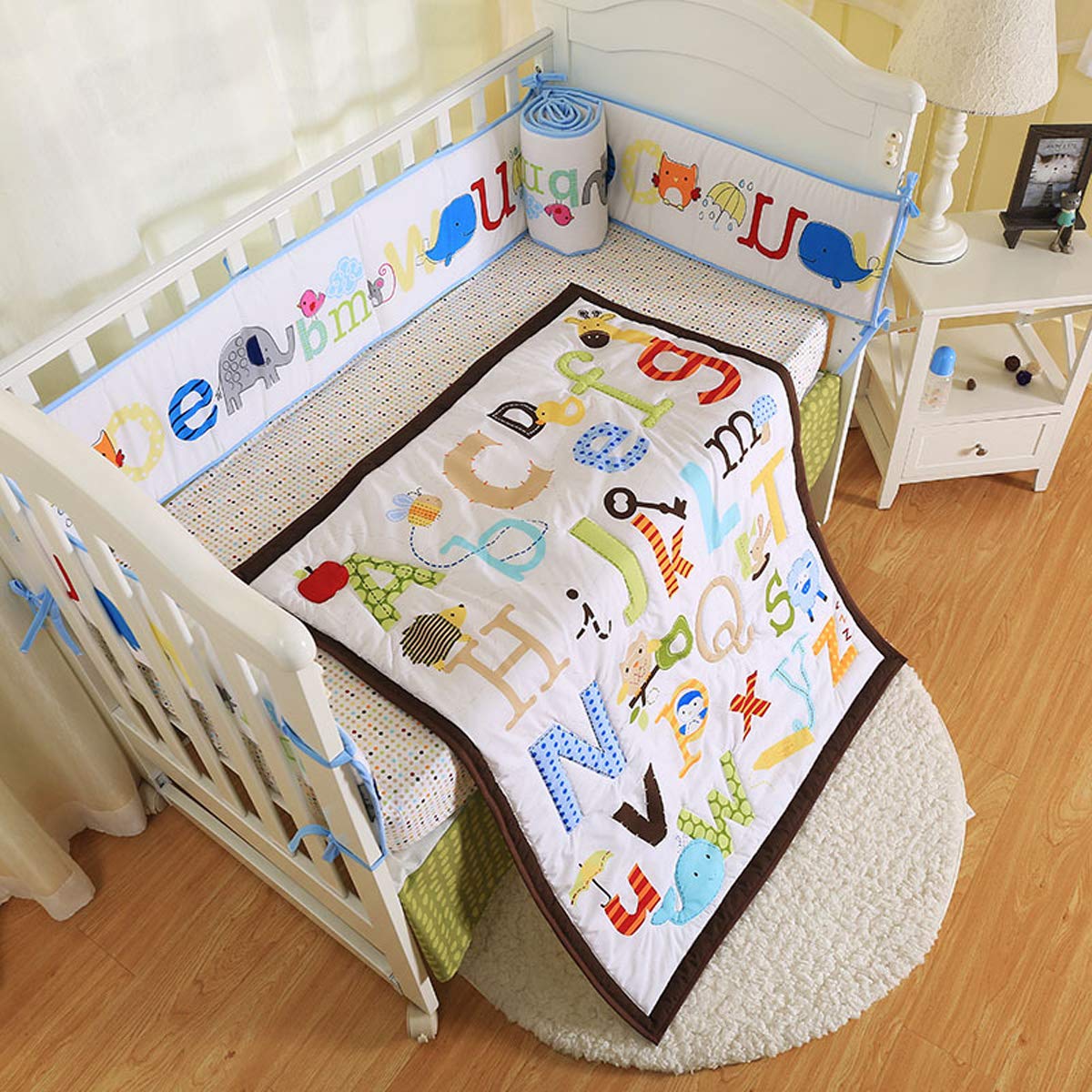 bright colored crib bedding