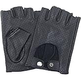 ZLUXURQ Womens Soft and Breathable Fingerless Leather Driving Gloves-Premium Lambskin