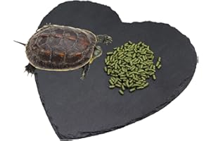 MINRZPET Turtle Tank Accessories, Heart-Shaped Slate Tile for Reptiles, Natural Rock Platform for Feeding & Basking, Aquarium Decor for Bearded Dragon, Tortoise, Gecko, Snake, Chameleon