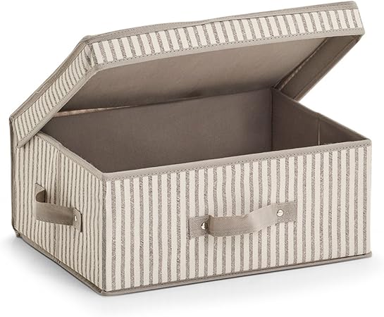 Zeller Caja con Tapa Stripes, Fieltro, Color Beige: Amazon.es: Hogar