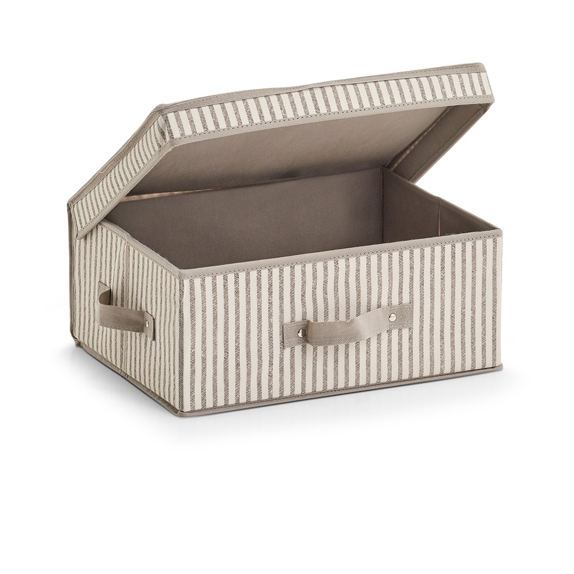 Zeller Stripes 14645 Storage Box with Lid Fleece Beige 38 x 29 x 16.5 cm