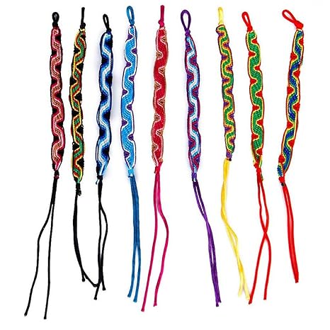 NUOLUX Handgefertigte bunte gerändelte geflochtene Freundschaftsbänder Thread Handgelenk Sprunggelenk Armbänder 9Pcs