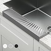 NiHome Multi-Use Silicone Kitchen Sink Edge Guard for Stone Countertop Edges 3.15"-4" Wide, Upgraded Slope Design with Raised Drainage Channels, Protector for Kitchen Sink, Bathtub, Wash Basin (Gray)