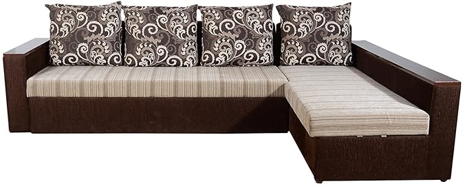 Lifestyle Solutions Zikras Sal Wood 5 Seater L-Shaped Sofa Set for Living Room (Multicolor)