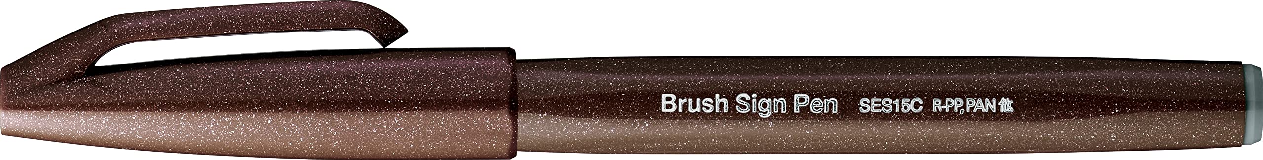 Pentel SES15C-E3X Brush Sign Pen Dark Brown Fibre Tip Brush Like Tip (Pack of 10)