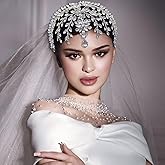 WONRLUA Wedding Headpiece for Bride, Rhinestone Forehead Bridal Headband, Wedding Hair Accessories for Brides