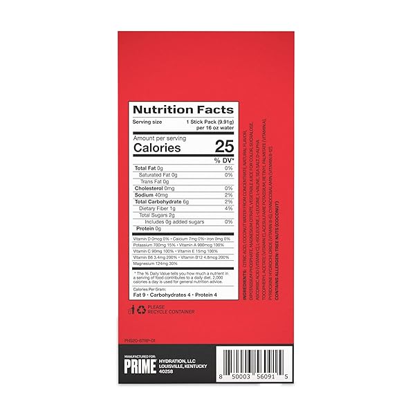 PRIME HYDRATION+ STICKS TROPICAL PUNCH | HYDRATION POWDER SINGLE SERVE STICKS | ELECTROLYTE POWDER ON THE GO | LOW SUGAR | CAFFEINE-FREE | VEGAN | 6 STICKS