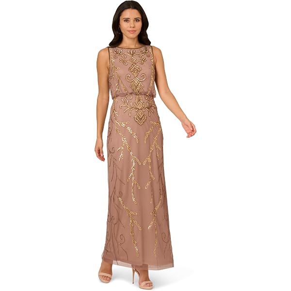 Amazon.com: Adrianna Papell Women's Long Beaded Blouson Gown, Black, 2 :  Clothing, Shoes & Jewelry