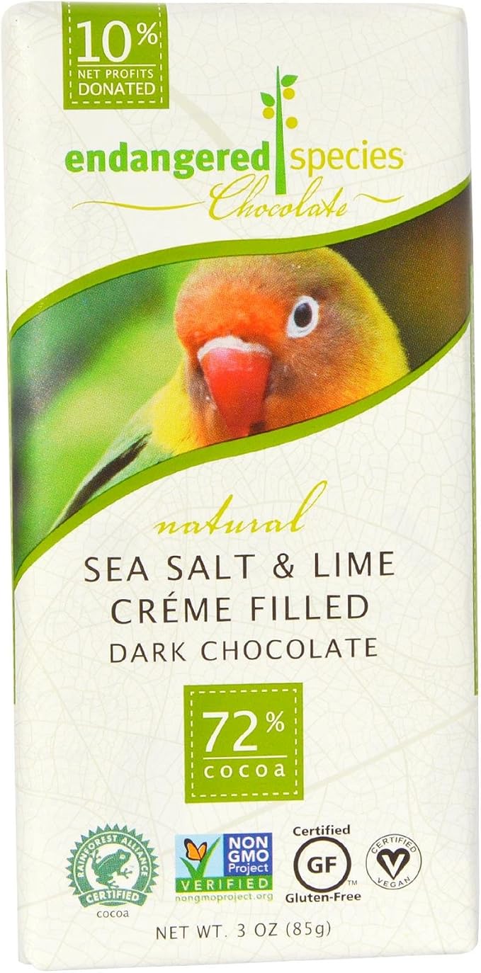Endangered species chocolate sea salt&Lime creme filled Dark chocolate 72% cocoa (037014000276)