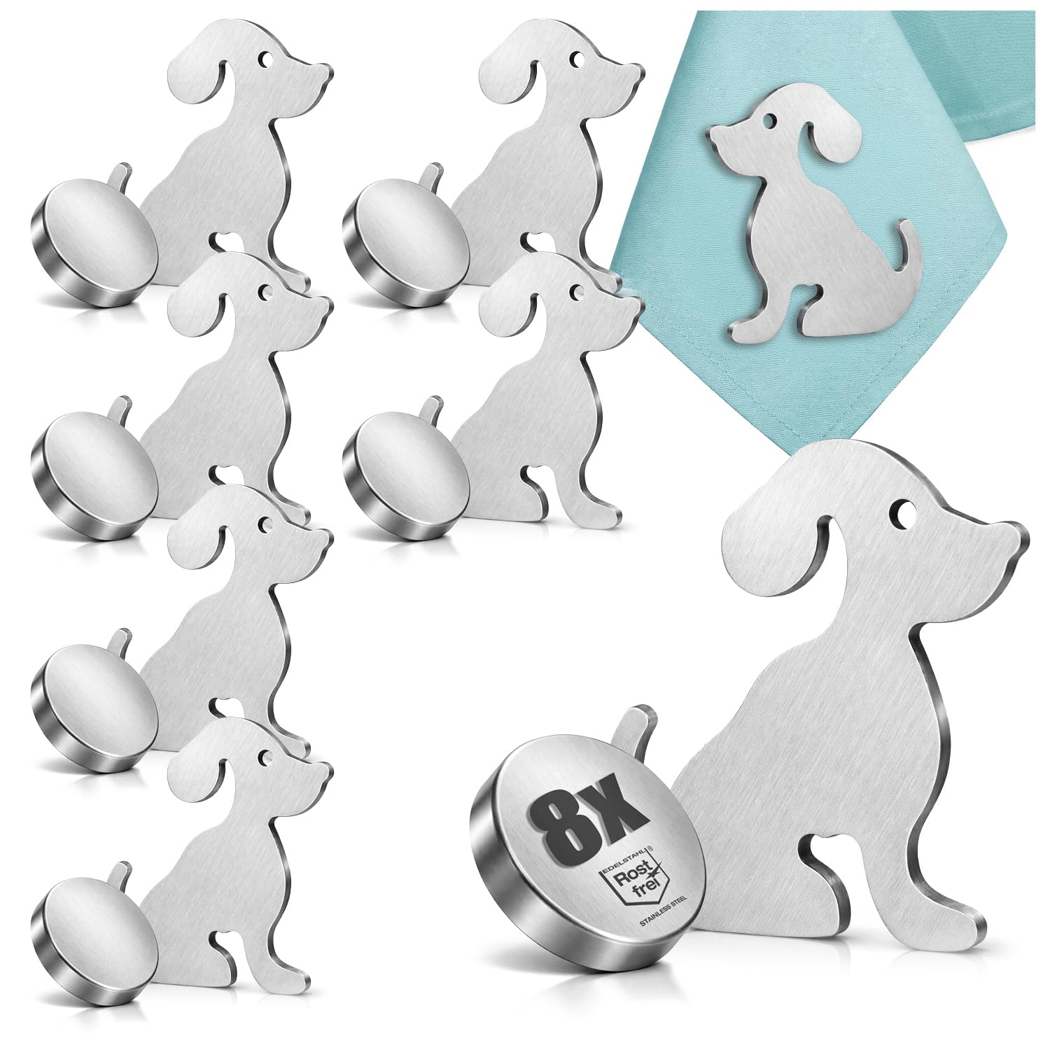com-four® 8x tablecloth weights - tablecloth weights made of stainless steel - magnetic tablecloth clip - approx. 50 g