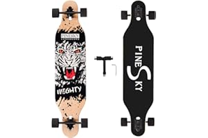 PINESKY 41 Inch Longboard Skateboard 8 Ply Natural Maple Complete Skateboard Cruiser for Cruising, Carving, Free-Style and Downhill with T-Tool