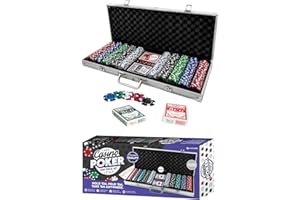 Tradeopia 500 Chips Poker Set, Includes: 1 Dealer Chip, 2 Playing Cards Deck, 5 Red Dice, Aluminium Case, Texas Holdem Poker 