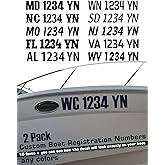 Generic Custom Boat Registration Numbers and Letters Stickers - 2 Sets of Waterproof Vinyl Decals - Pair Lettering Numbers for Boats Jet Ski Marine, RGN-WNDV-1