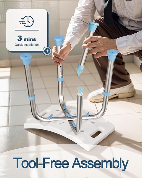 HOMLAND SHOWER CHAIR FOR INSIDE SHOWER, 400 LBS ADJUSTABLE SHOWER STOOL WITH SUCTION FEET, SHOWER SEAT FOR INSIDE TUB BATHROOM BENCH BATH CHAIR FOR ELDERLY AND DISABLED – LIGHT BLUE