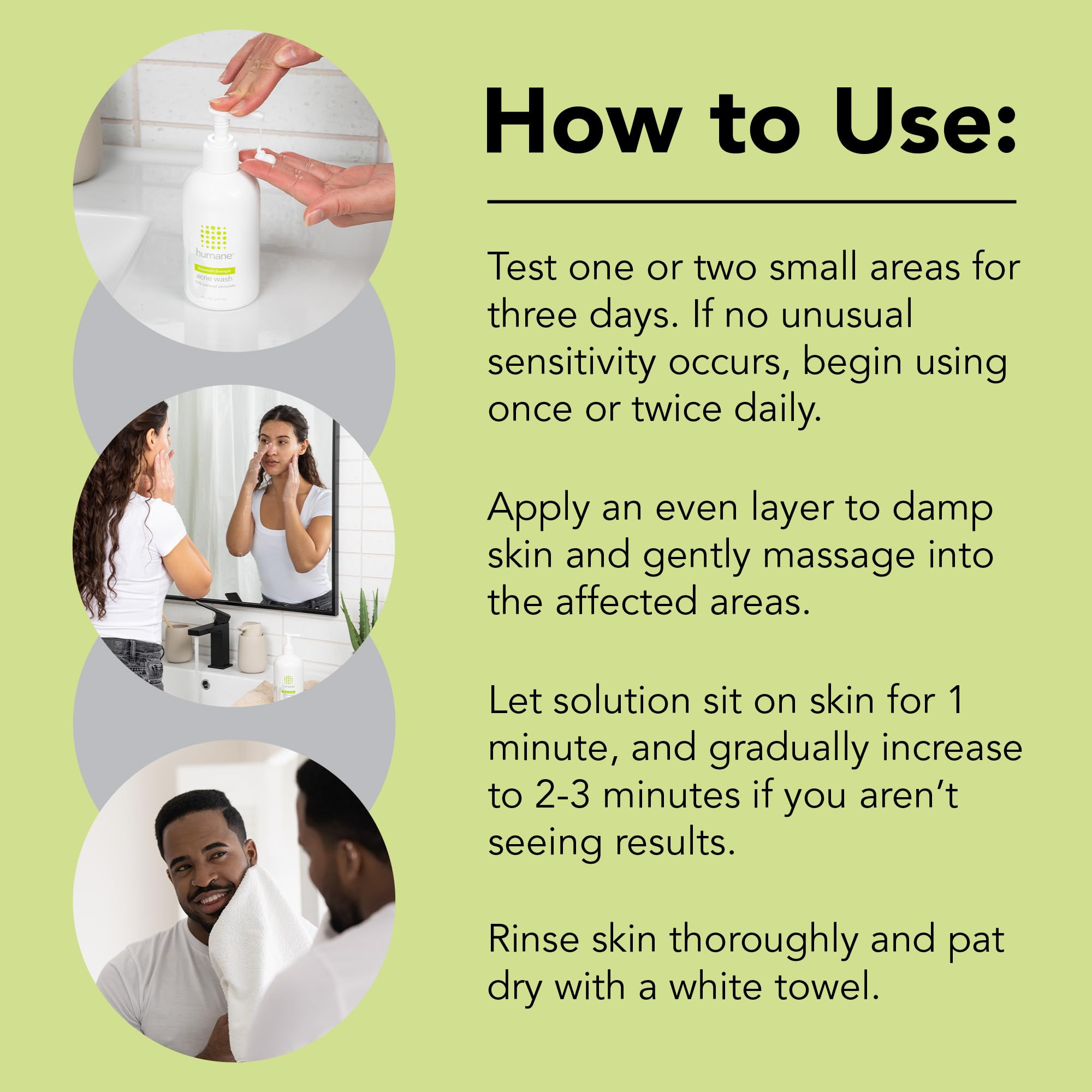 humane Benzoyl Peroxide Face Wash - 5% Regular-Strength Acne Face Wash For Skin, Back & Body - 8 Fl Oz - Dermatologist-Tested Non-Foaming Cleanser - Benzoyl Peroxide Acne Treatment - Cruelty-Free