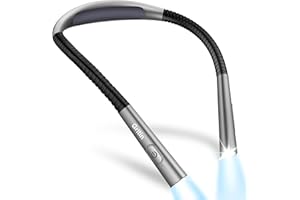 Gritin Rechargeable Book Light,Eye Caring 4 Color Temperatures Neck Reading Light with 30-min Timer-Stepless Dimming Brightne