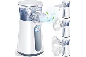 GETKITCHY Portable Nebulizer Machine for Kids and Adults: The Nebulizer Handheld steam Inhaler for Asthma Breathing, Rechargeable Baby Kid mesh Nebulizer, Nebulizador para Niños, Travel, Home,3 Masks