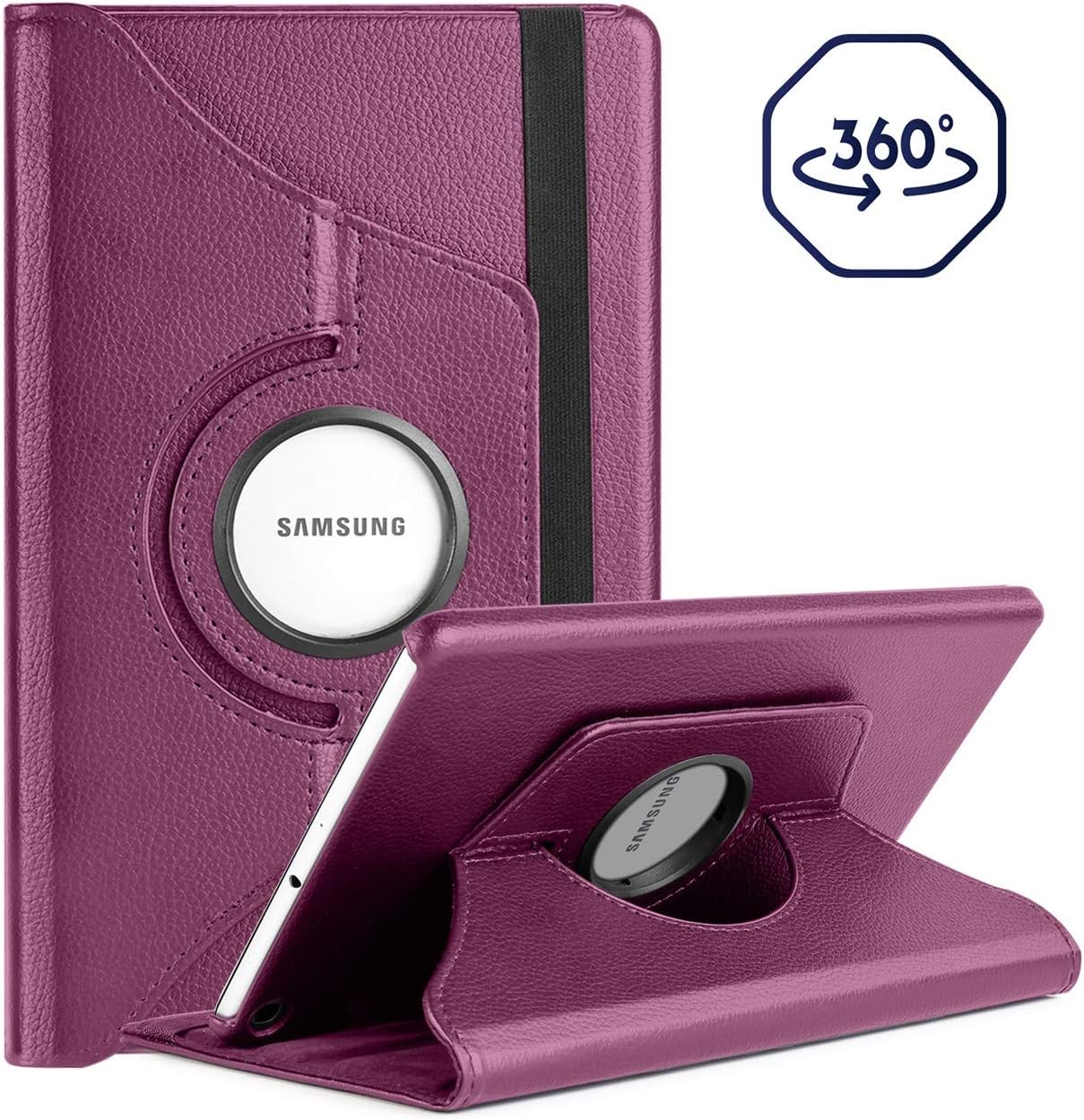 Yadoo-Samsung Galaxy Tab A 10.1 2019 Case,Vintage PU Leather Case with 360 Degree Rotating Stand Hard Folding Full-Body Case for Samsung Galaxy Tab A 10.1 2019 Release(SM-T510 /T515)-Purple
