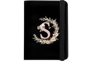 GABraden Cute Passport Holder and Holder Combo Passport Cover with RFID Blocking Women Men Compatible Wallet Credit Card Protector（Initial Monogram-S）