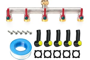 Yayamz Brass garden hose splitter，Outdoor Frostproof Faucet Splitter，5-way，heavy，Rustproof faucet manifold
