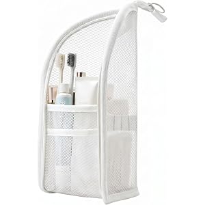 Standing Toiletry Bag,Portable Foldable Hanging Travel Organizer with Zipper and Loop,Mesh Large Capacity Cosmetic Waterproof