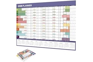 Large Wall Calendar 2026, Large Wall Planner with Stickers, Hanging Yearly Calendar and Personal Organizer for Home School Wo