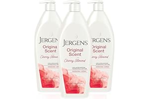 Jergens Original Scent Body Lotion, Dry Skin Moisturizer with HYDRALUCENCE blend and Cherry Almond Essence, for Long Lasting Skin Hydration, 21 Ounce (3 Pack)