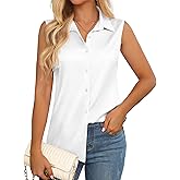 Womens Sleeveless Button Down Shirt Silky Satin Blouse Business Work Summer Tank Top 2025