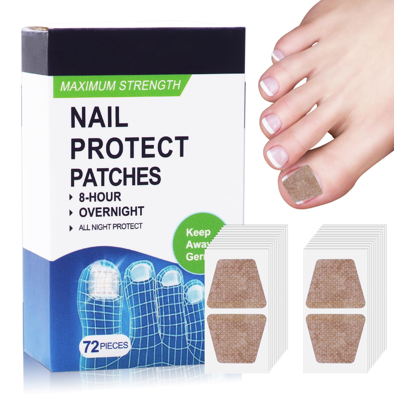 72PCS Fungal Nail Repair Patches Fungal Nail Treatment for Toenails, Toenails Repair Patches Restores Multi-Purpose Nail Fungus Patches for Weak and Damaged Nails