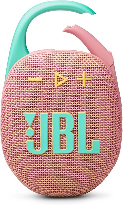 Clip 5, Enceinte Bluetooth ultra-portable, mousqueton intégré, son JBL Pro, basses percutantes, 12 heures d'autonomie, fonction Playtime Boost, résistante à l'eau et à la poussière IP67, en rose